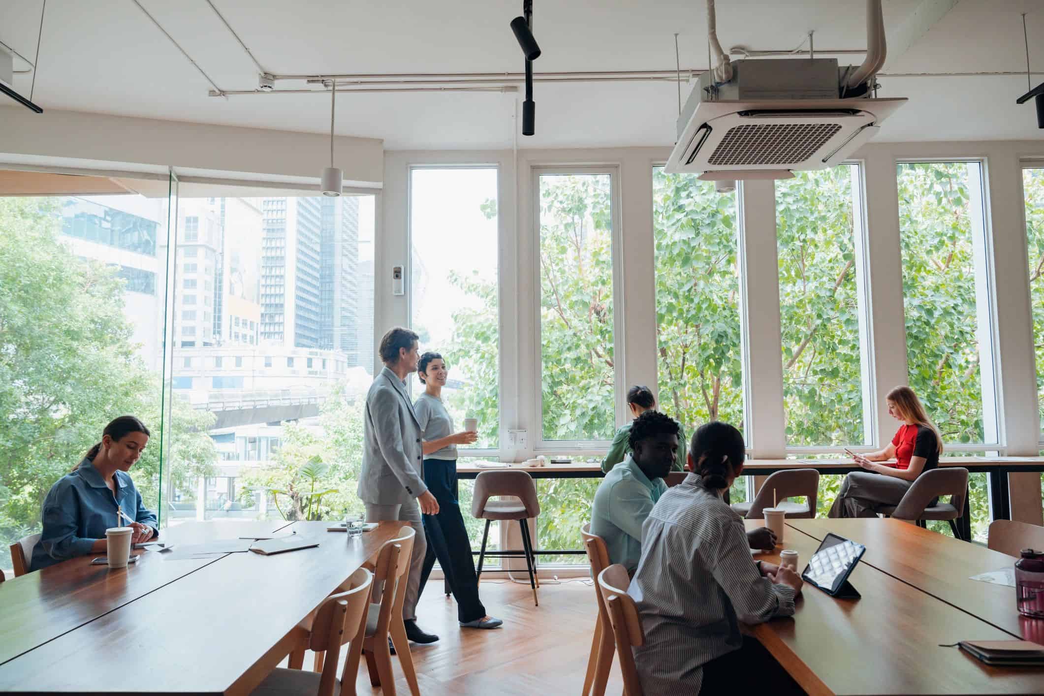 Consulting professionals collaborating in a modern office